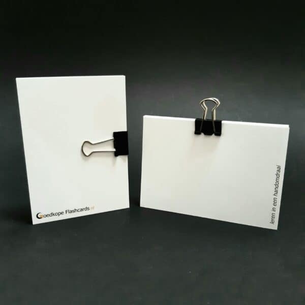 foldback papierklem klein op flashcards zwart