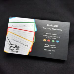Bambook uitwisbare flashcards verpakking, geel rood groen blauw met lijntjes