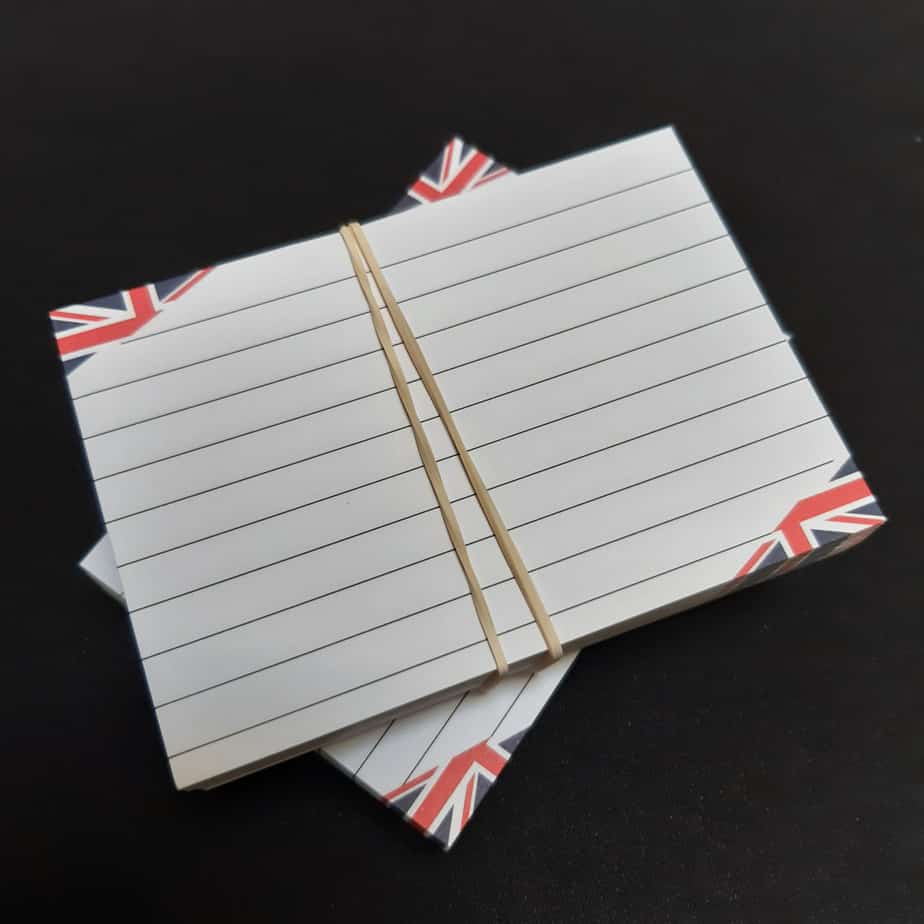 Flashcards Engelse vlag gelinieerd
